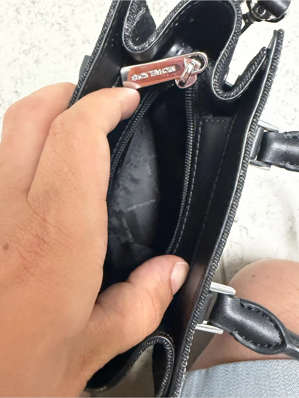 Michael Kors Black Satchel with Silver Crystal Embellishment Casual Party